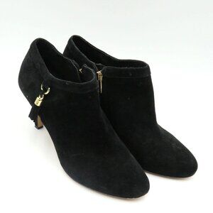 Vince Camuto Boots Sz 10 Black Suede Tassel Zip Ankle Booties Stiletto 3.5" Heel